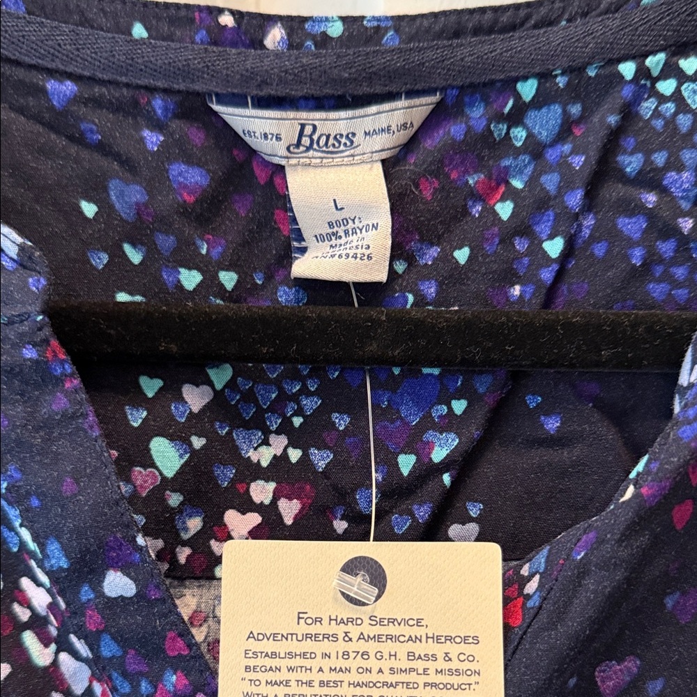 G.H. Bass & Co. Dark Blue Blouse with Colorful Dots - Picture 2 of 4